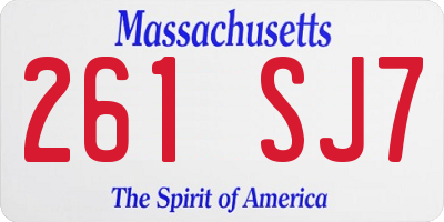 MA license plate 261SJ7