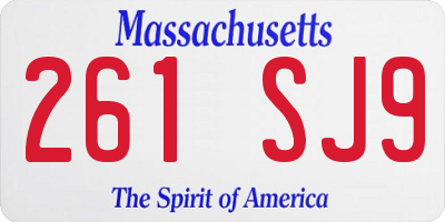 MA license plate 261SJ9