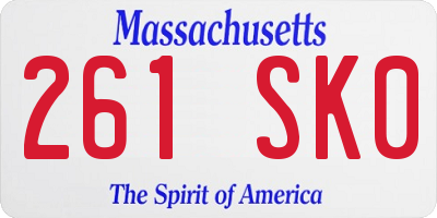 MA license plate 261SK0