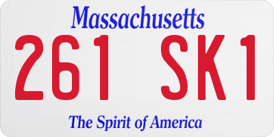 MA license plate 261SK1