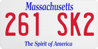 MA license plate 261SK2