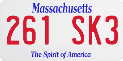 MA license plate 261SK3