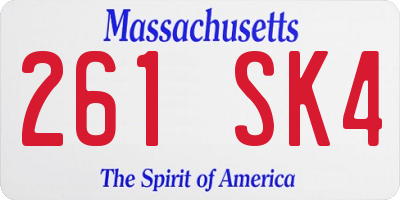 MA license plate 261SK4