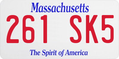 MA license plate 261SK5