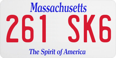 MA license plate 261SK6