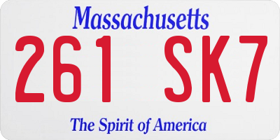 MA license plate 261SK7