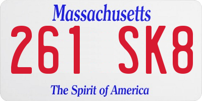 MA license plate 261SK8