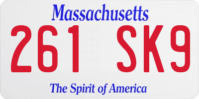 MA license plate 261SK9