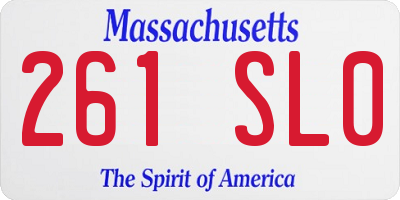 MA license plate 261SL0