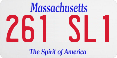 MA license plate 261SL1