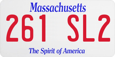 MA license plate 261SL2
