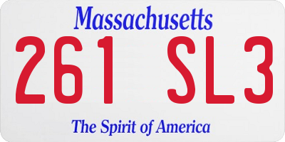 MA license plate 261SL3