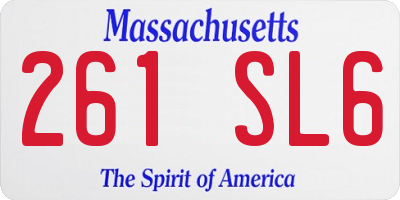 MA license plate 261SL6