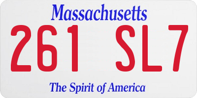 MA license plate 261SL7