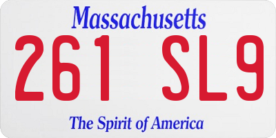 MA license plate 261SL9