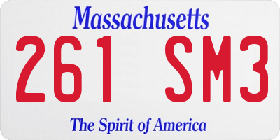 MA license plate 261SM3