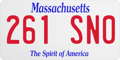 MA license plate 261SN0