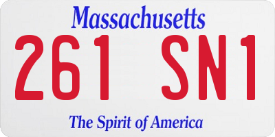 MA license plate 261SN1