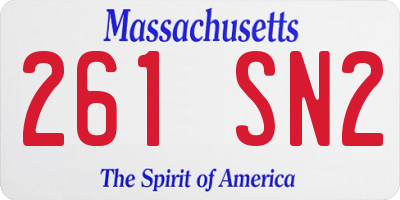 MA license plate 261SN2
