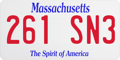 MA license plate 261SN3