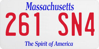 MA license plate 261SN4