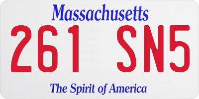MA license plate 261SN5