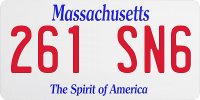 MA license plate 261SN6