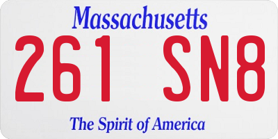 MA license plate 261SN8
