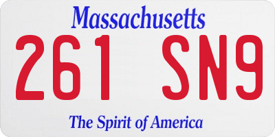 MA license plate 261SN9