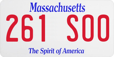 MA license plate 261SO0