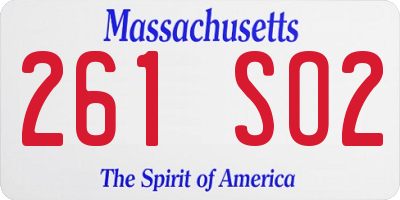MA license plate 261SO2