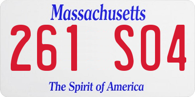 MA license plate 261SO4