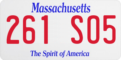 MA license plate 261SO5