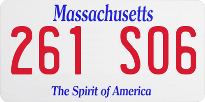 MA license plate 261SO6