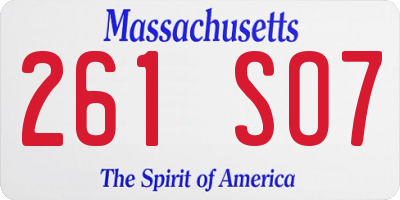 MA license plate 261SO7