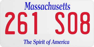 MA license plate 261SO8
