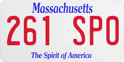 MA license plate 261SP0