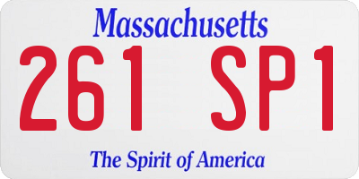MA license plate 261SP1