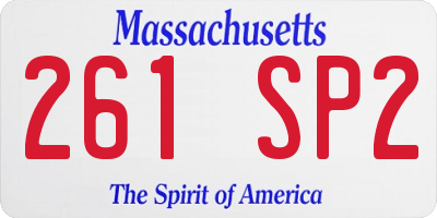 MA license plate 261SP2