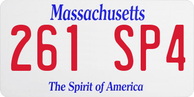 MA license plate 261SP4