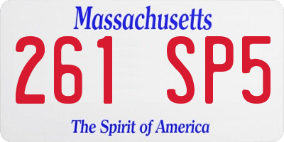 MA license plate 261SP5