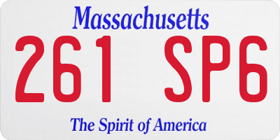 MA license plate 261SP6