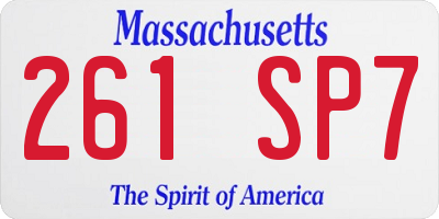 MA license plate 261SP7