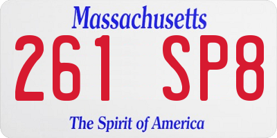 MA license plate 261SP8