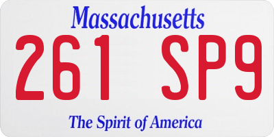 MA license plate 261SP9