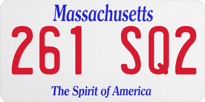 MA license plate 261SQ2