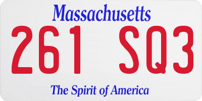 MA license plate 261SQ3