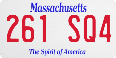 MA license plate 261SQ4