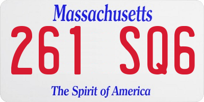 MA license plate 261SQ6