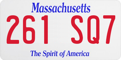 MA license plate 261SQ7